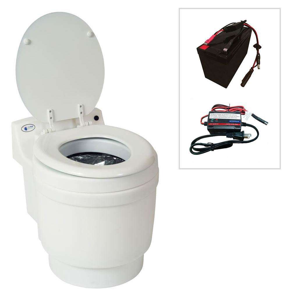 Laveo Dry Flush Portable Toilet with Battery and Charger