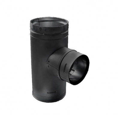 Duravent PelletVent Stove Pipe Tee w/ Clean-Out Tee Black 3"