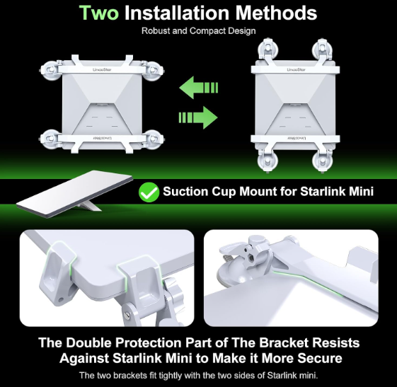 Starlink Mini Vehicle Suction Cup Mount | Heavy-Duty Quick Release Window & Sunroof Mount