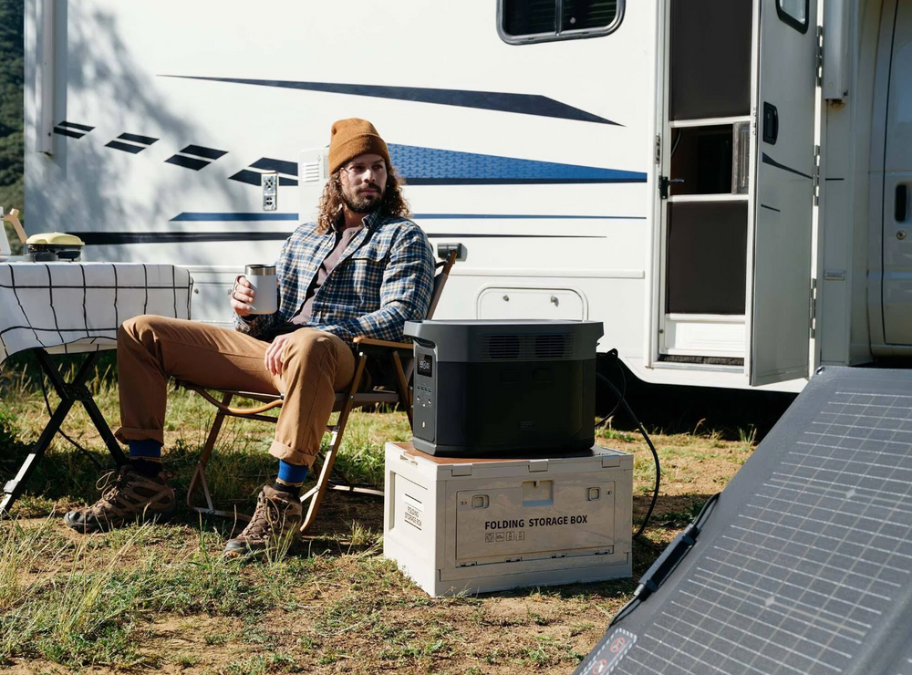 EcoFlow Delta 2 Max powering a camp beside an RV