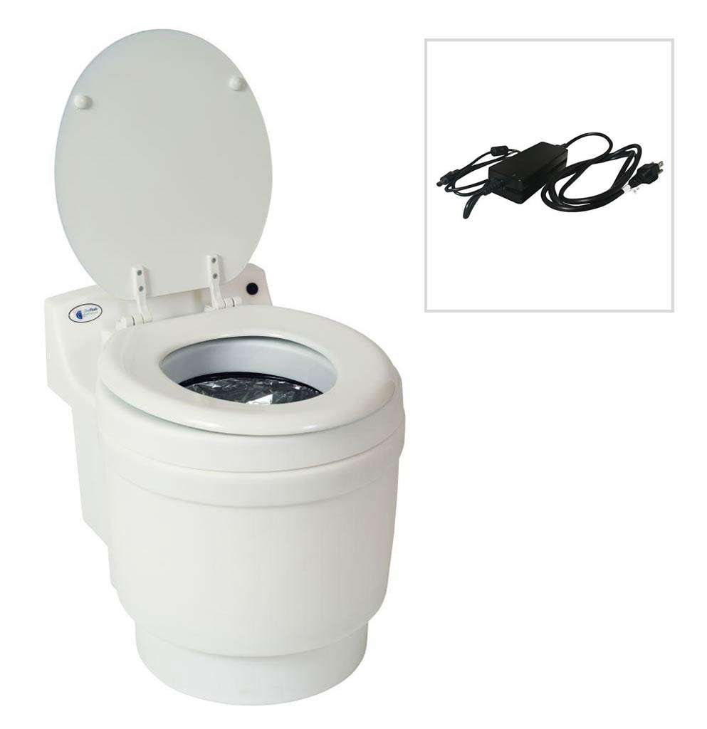 Laveo Dry Flush Portable Toilet with Wall Outlet